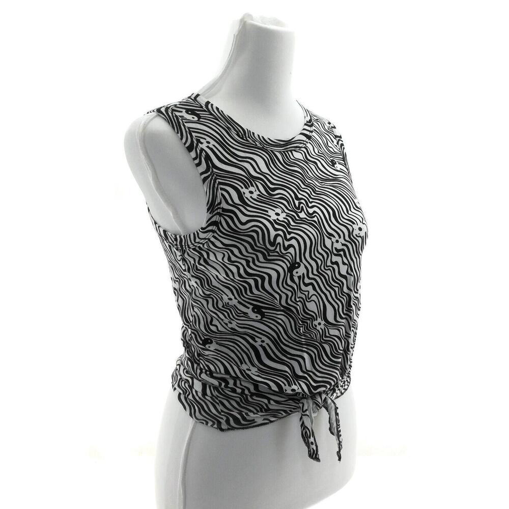 Self Esteem Black & White Sleeveless Tie Front Top - Junior's Size XL - Stylish